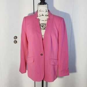 Talbots- Womens Pink Blazer/Suit Jacket  Black & White Polka Dot lining Sz.12